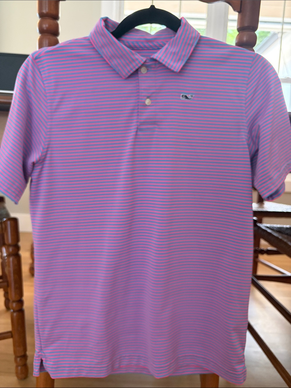 Vineyard Vines Kid’s Pink and Blue Slim-Stripe Polo